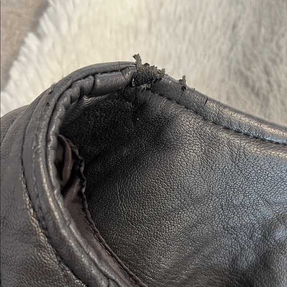 Calvin Klein Charcoal Grey Faux Leather Biker Jacket, Size M - Picture 16 of 16